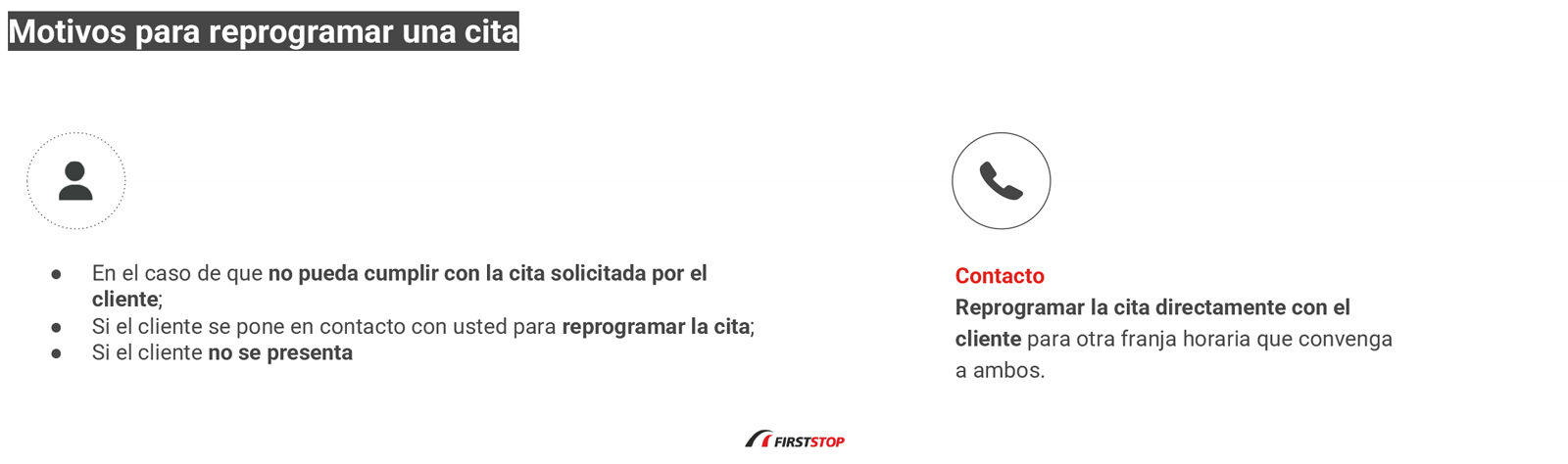 Motivos para reprogramar una cita