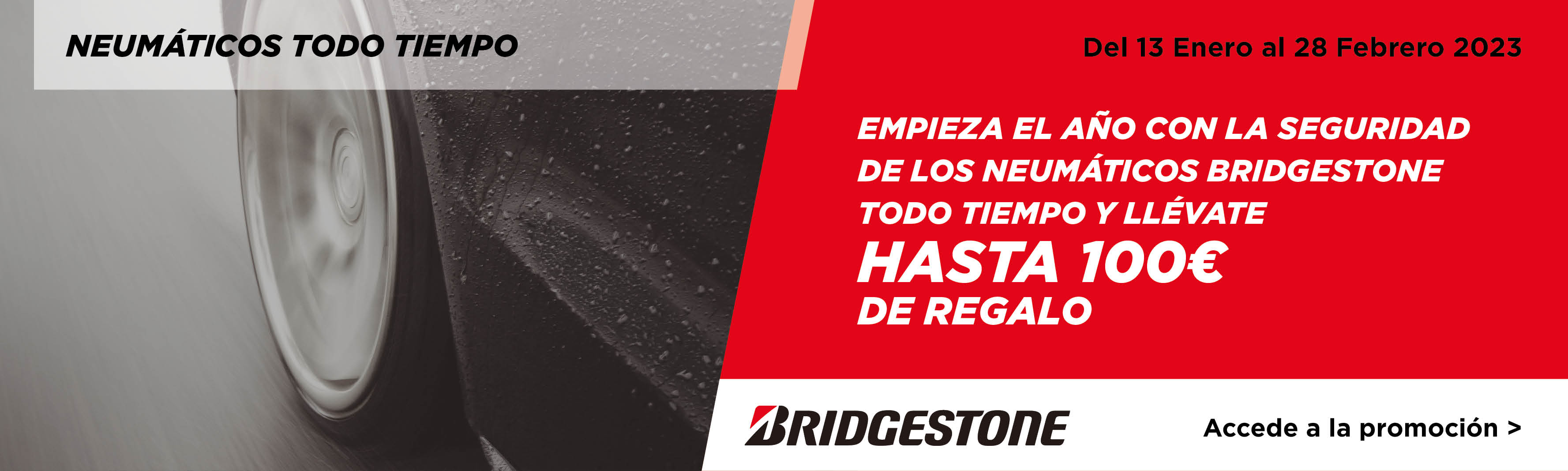 Llévate hasta 100€ de regalo con la compra de tus neumáticos Bridgestone